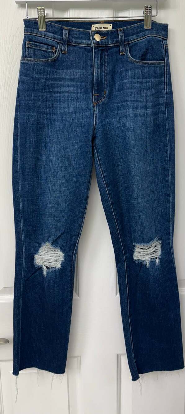 L'Agence NWOT distressed raw hem jeans size 25 Sada crop slim baggy fit